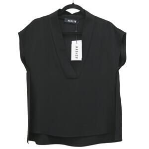 Ashlyn Black Shiori Flowy High Low Popover Blouse Size S